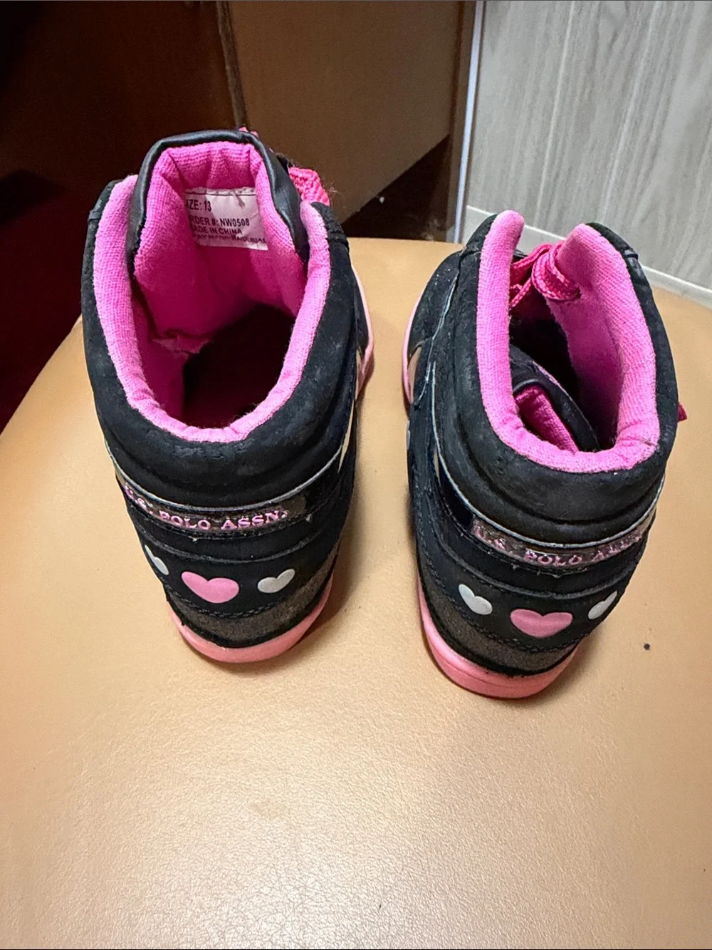 U.S. Polo Assn. Girls Black & Hot Pink High-Top Sneakers